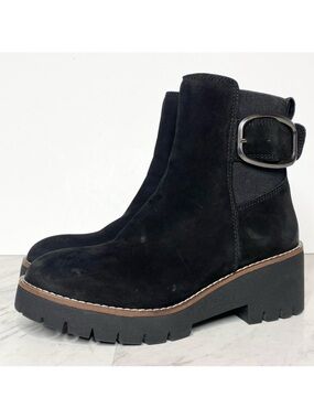 Blondo Dahlia Black Nubuck Buckle Boot 6 1/2
